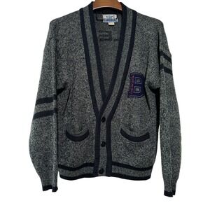 BUGLE BOY Vintage‎ 1980's  University College Acrylic Cardigan Sweater Medium